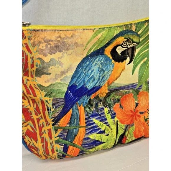 Guy Harvey Purse Parrot Tropical Bird Floral Colorful Bag Adjustable Sholder - Picture 5 of 14